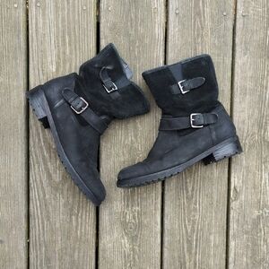 Blondo Black Combat Moto Boots with Buckle Straps